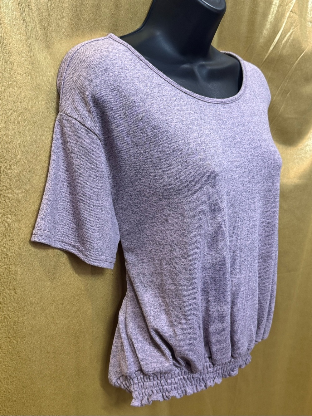Hyfve Purple Knit Short Sleeve Smocked Hem Top Size Small - Picture 6 of 15